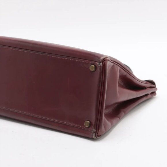 Hermes Kelly 35 Le Tournay Leather Handbag Rouge H - Picture 3 of 14